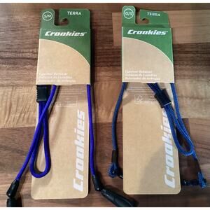 2 Croakies Terra Spec Cord Adjustable Eyewear Retainers Electric Blue ~ Navy